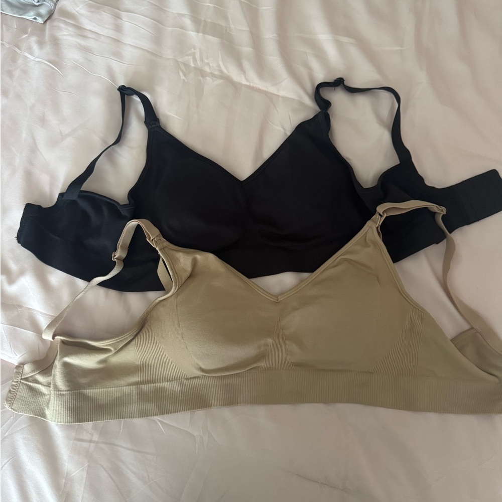 Quince Black and Tan Nursing Bra Duo